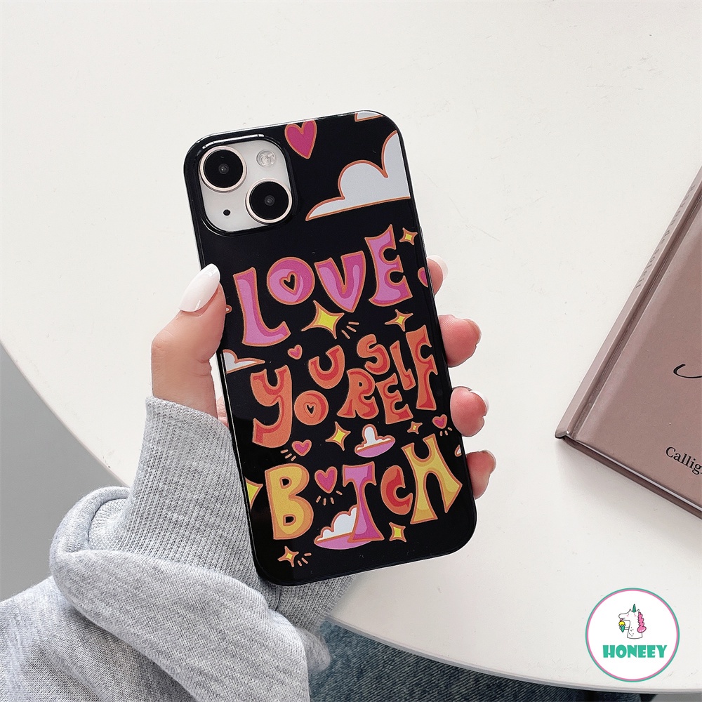 IPHONE Casing Ponsel Huruf Graffiti Mewah Kompatibel Untuk Iphone14 13 12 11 Pro Max Ultra Hybrid Halus Anti Pecah TPU Back Cover