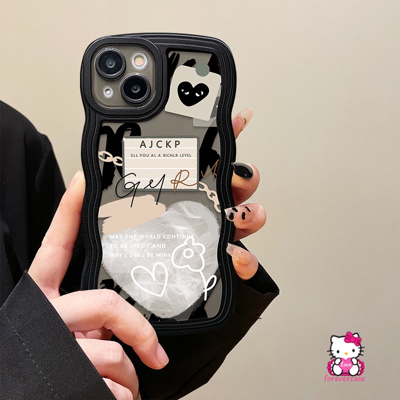 Casing Graffiti Love Heart Redmi 9T 9 10 9C NFC 9C 10C A1 10A 9A A1+PO CO M3 X3 NFC Redmi Note11 9s 9 10 10s 8 11Pro 10Pro Max Mi 11T Pro Wavy Edge Comme des Garcons Sarung Soft Case