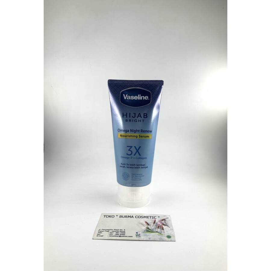 VASELINE HIJAB BRIGHT NOURISHING BODY SERUM OMEGA NIGHT RENEW 180ML