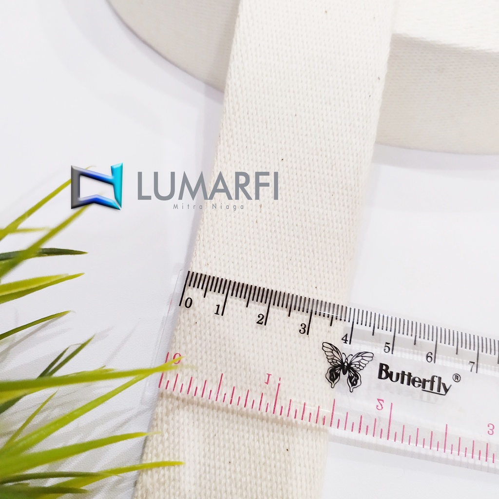 [ROLL] Tali Webbing Cotton Tali Bisban Cotton Tas 2,5 cm dan 3,8 cm Putih Tulang BW Natural