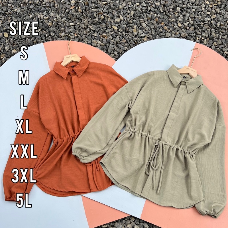 Bella Shirt -  Kemeja Crinkle - Kemeja Jumbo - Size S M L XL XXL 3XL 5L