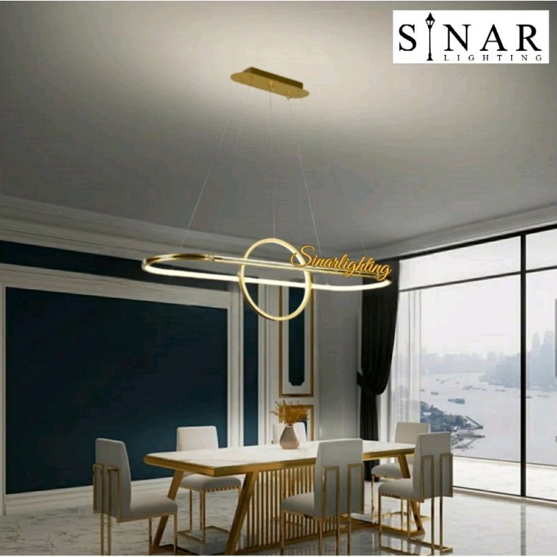 Lampu gantung gold minimalis meja makan X2025