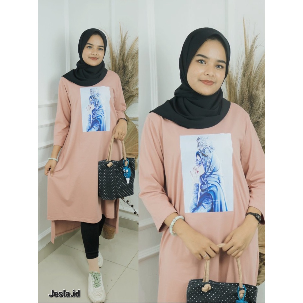 Baju Gamis Wanita Terbaru RATU HIJAB MIDI DRESS Long Tunik Jumbo Bahan kaos Katun Combed 24s Midi Co