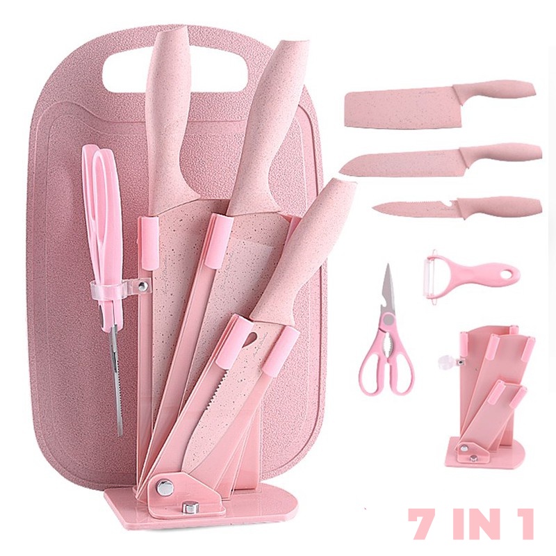 7 in 1 Kitchen Knife Set / Talenan Masak Set with Talenan, Pisau, Pengupas, Dapur Set