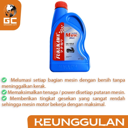 Oli Mesin Super Matic Blue 10W-40 API SL/JASO MB 800ml Fukukawa