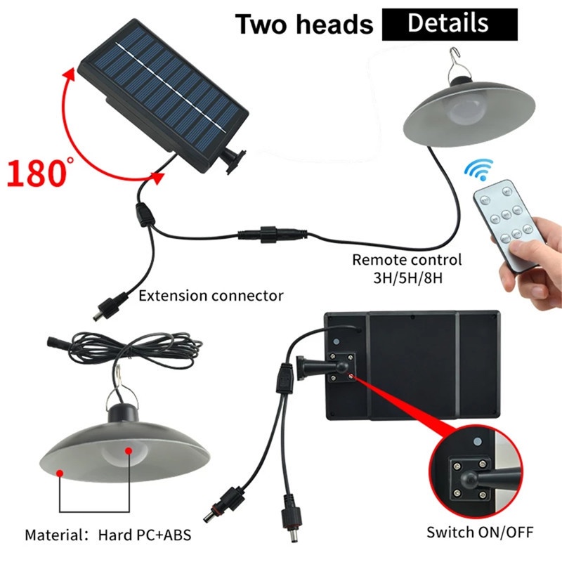 Head Solar wall light Lampu Taman Tenaga Surya Gantung LED Solar Lamp IP65 Waterproof Outdoor 50W