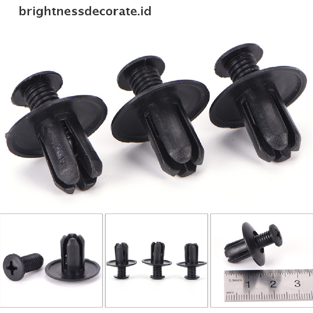 [Birth] 50pcs 8mm Auto Car Bumper Fender Holder Push Hitam Plastik Klip Pengikat [ID]