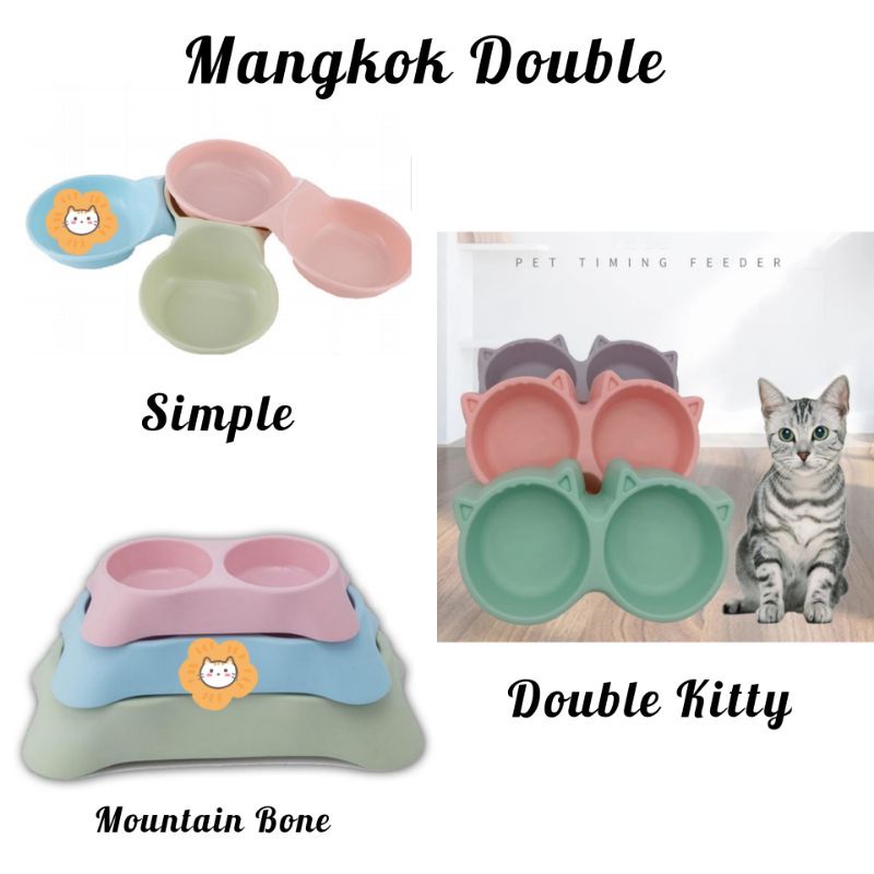 New Style Mangkok Double Cat Dog Rabbit Simple Mountain Bone Double Kitty Head