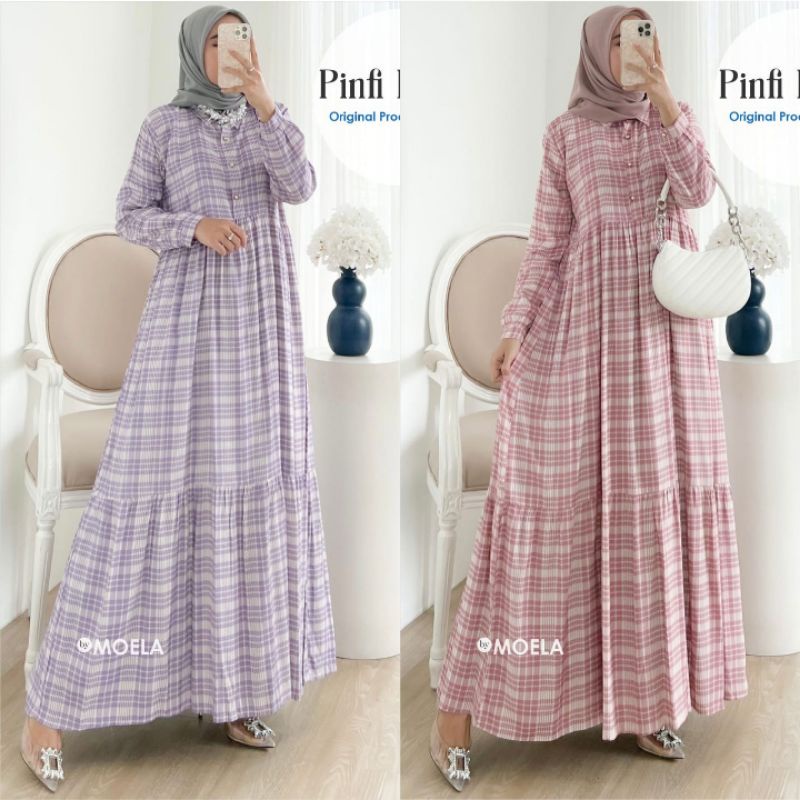 Pinfi Dress Gamis Jumbo Allsize Busui Premium Catton Rayon Original Moela Berlabel