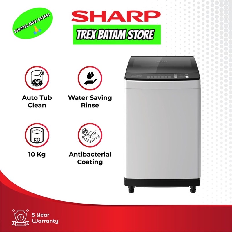 SHARP ES-M1000T 10KG MESIN CUCI TOP LOADING (BATAM)