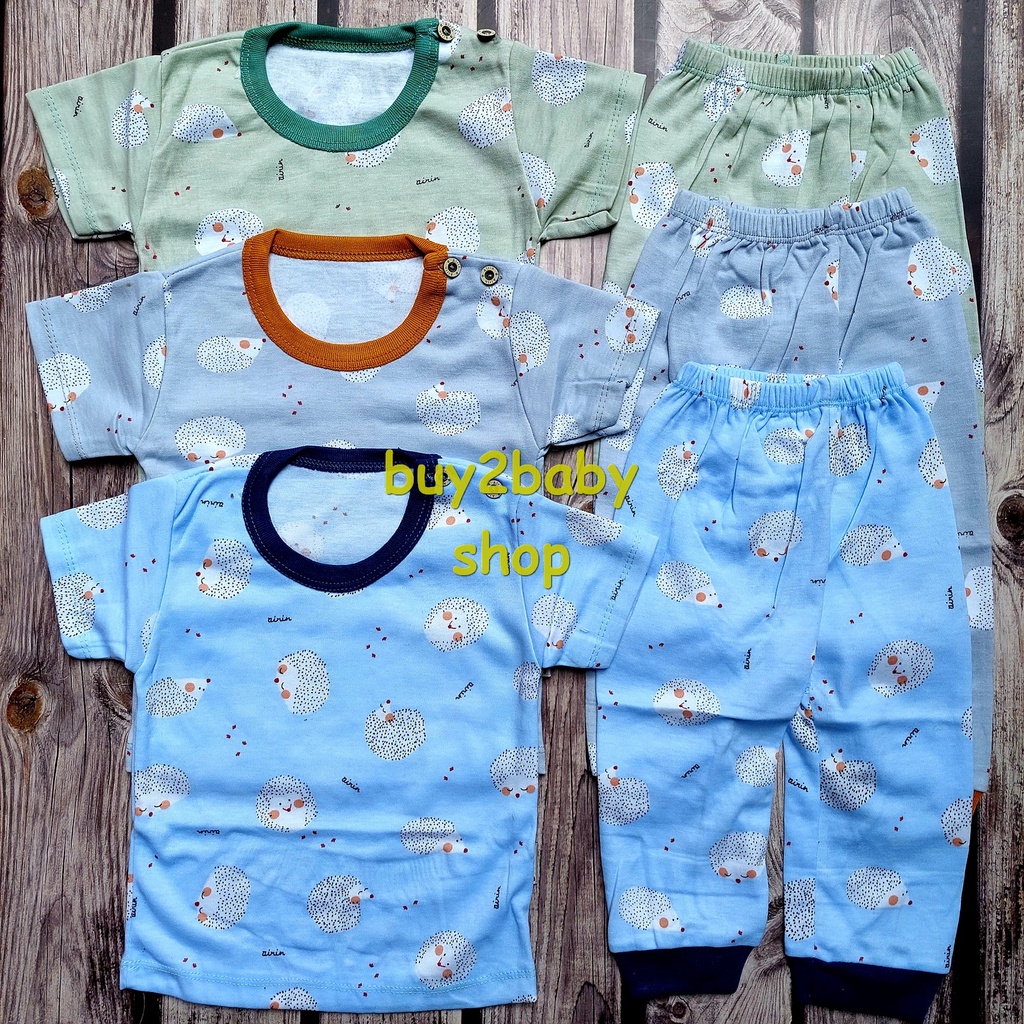 Airin Setelan CPR Kaos pendek Celana Panjang Full Print Motif AIRIN 3-24 Bulan 3 PCS