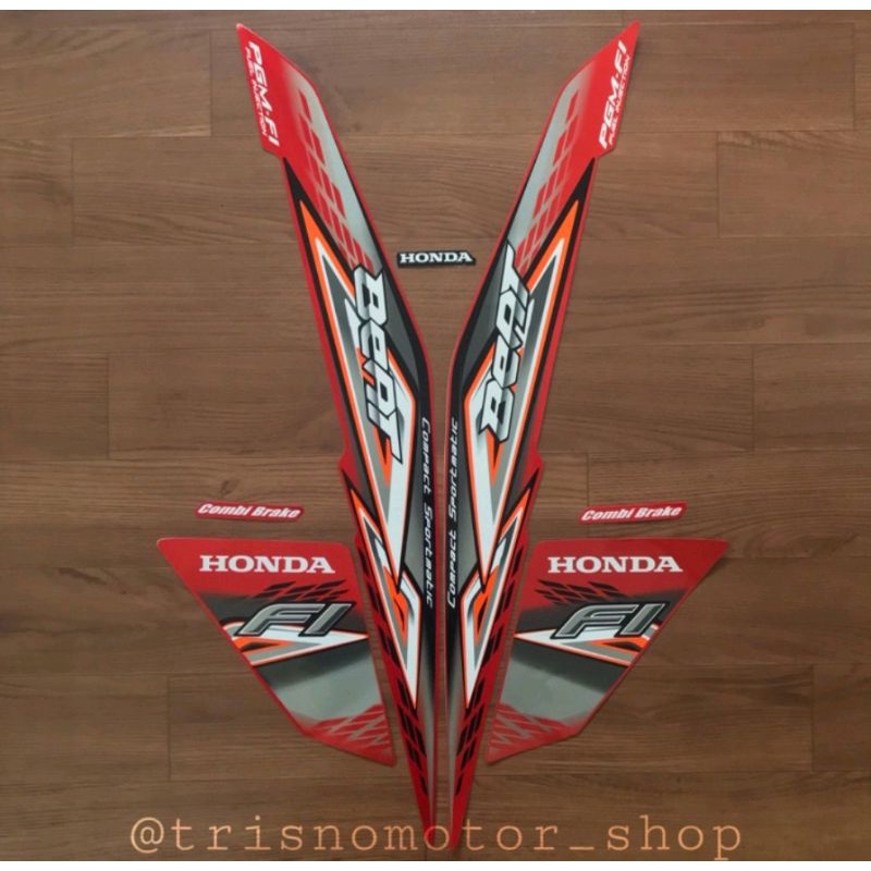 striping Honda beat fi 2014 merah