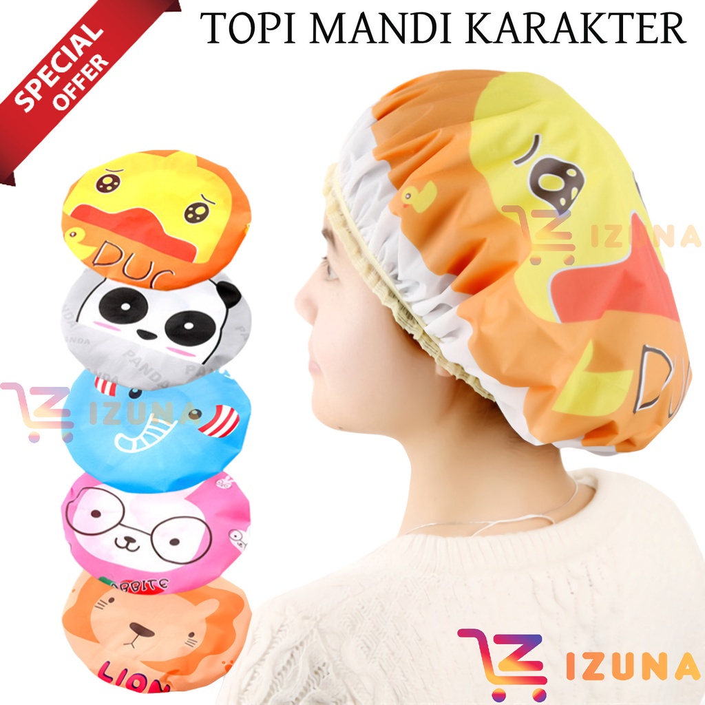 [IZUNA] Topi Mandi Anti Air / Shower Cup Karakter Lucu / Topi Mandi Kartun /Shower Cup Karakter