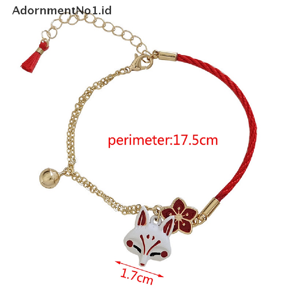 [AdornmentNo1] Mode Baru Bunga Merah Kartun Hewan Gelang Lucu Fox Vintage Perhiasan Beruntung Bell Hadiah Untuk Wanita Gadis [ID]