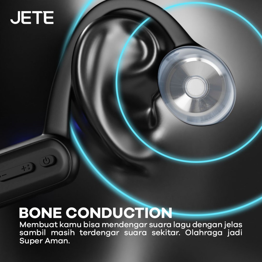 Sport Headset | Earphone Water Ressistant | Handsfree Bluetooth IPX8 JETE Open Ear 2 - Garansi 2 Tahun
