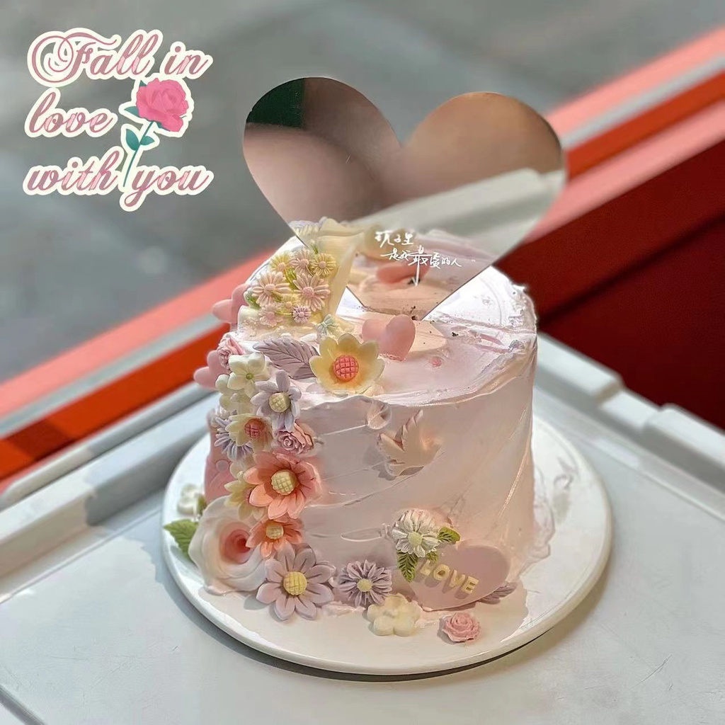 Dekorasi Hiasan Kue Cake Mirror Cermin Topper Cermin Hiasan Kue Akrilik Cake Aesthetic Akrilik Mirror Cake Topper MakeUp Akrilik Mirror