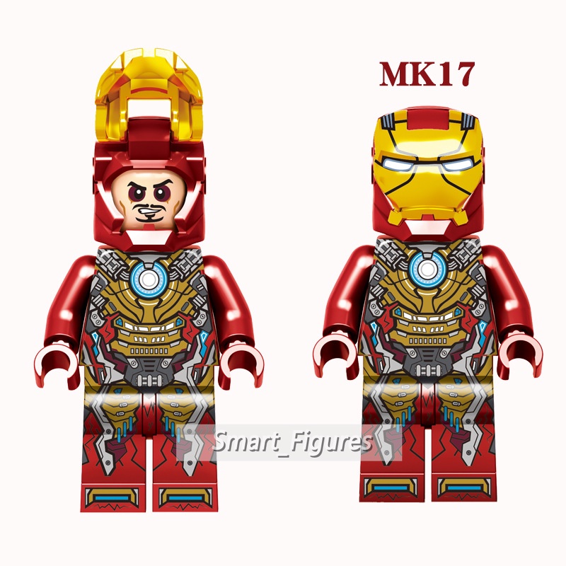 Iron Man Blok Bangunan Minifigures Super Heros Marvel Tony Stark Armor Mark17 Mark19 Mark26 Mini Angka Mainan Hadiah