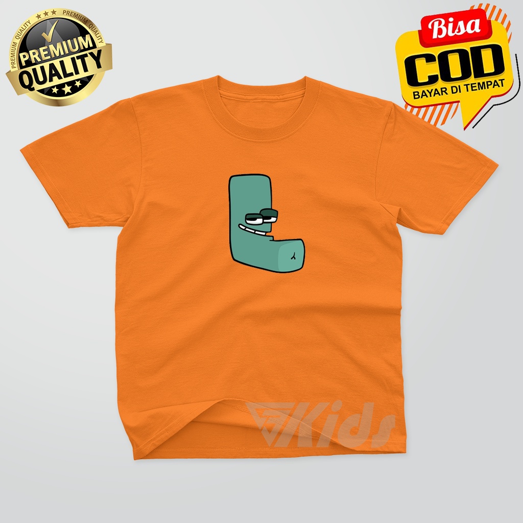 BAJU ANAK KARAKTER ALPHABET LORE L KAOS ANAK MURAH ALPHABET LORE L