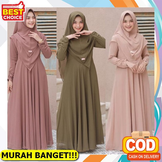 Terbaru 2023 Gamis Simple Trendy Viral Baju Gamis Maxy Import Farhana Dress Matt Crinkle Airflow Mix