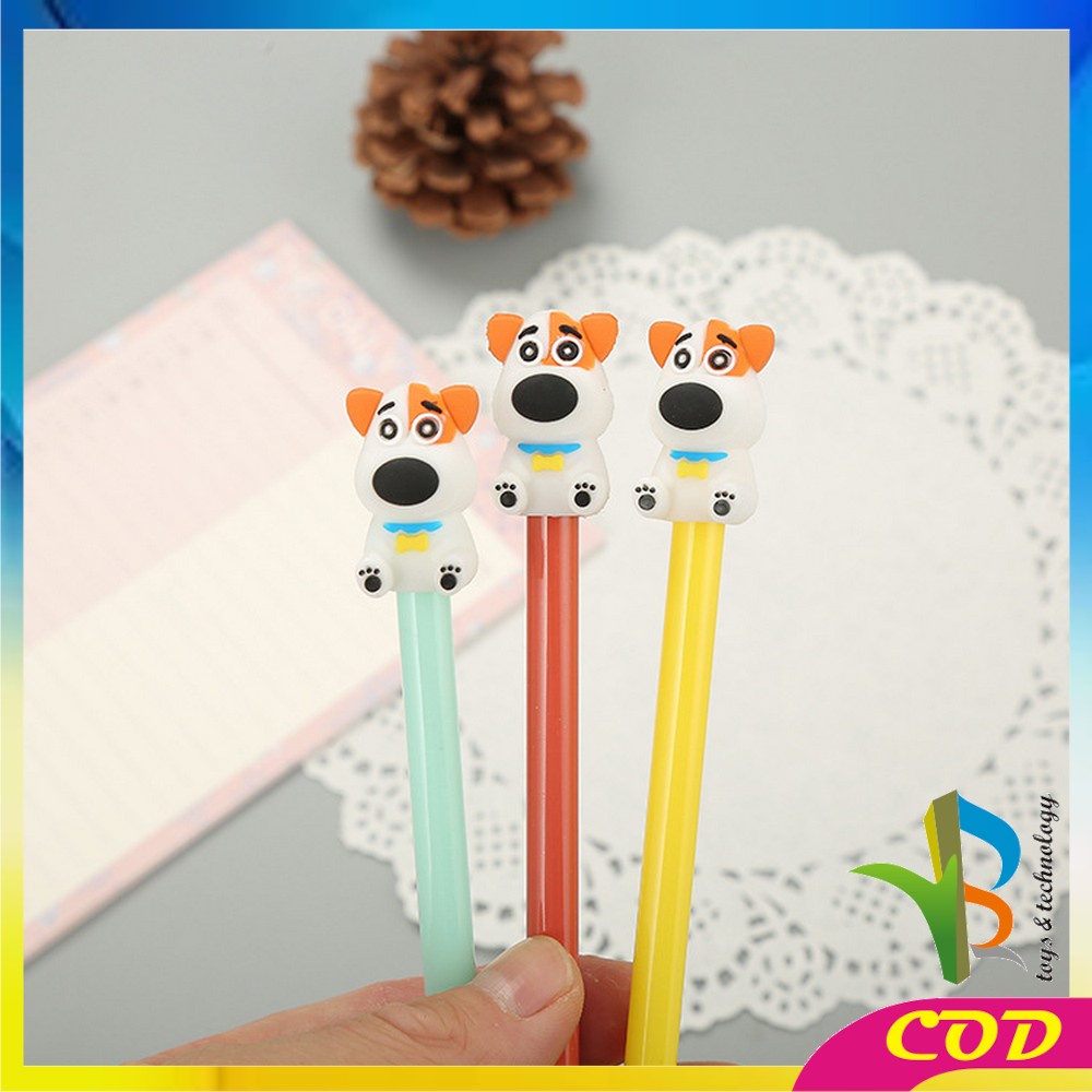 RB-A47 Pulpen Gel Karakter Puppy Lucu 0.5mm Motif Polos Korean Style / Alat Tulis Pena Cair Doggie Perlengkapan Sekolah Kantor Ballpoint Import