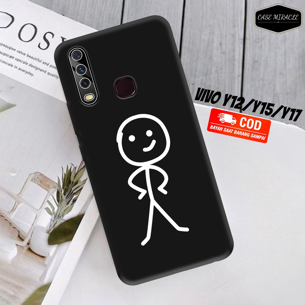 CM Case VIVO Y12 Y15 Y17 Y12i Y11  Softcase Lentur Warna Hitam Macaron Protector Lensa Kamera Kaca  