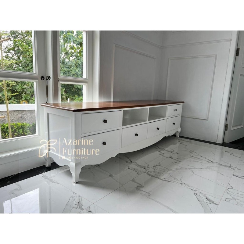 Bufet TV Minimalis Jati mebel Jepara / Bufet Meja TV Klasik modern / Bufet Klasik Duco Putih