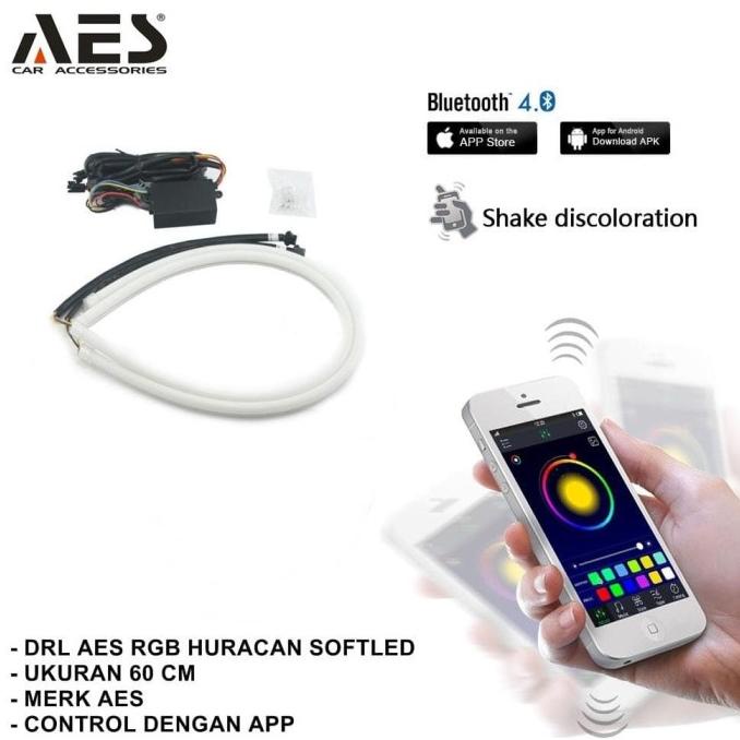 LAMPU DRL RGB AES HURACAN SOFTLED 60 CM MERK AES DAY RUNNING LIGHT AES