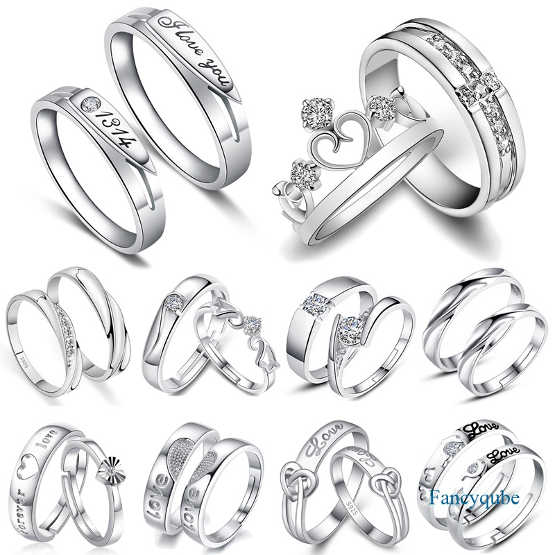 2pcs/set Zirkon Jantung Yang Serasi Pasangan Cincin Cinta Selamanya Tak Berujung Pernikahan Cincin Untuk Wanita Pria Pesona Perhiasan Hari Valentine