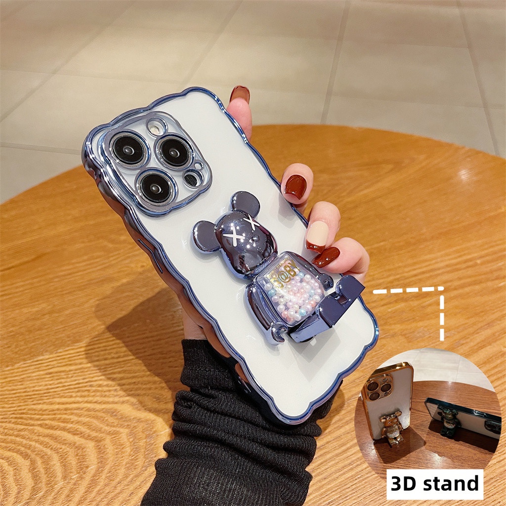 360 Derajat Stylish Kartun° Soft case Pelindung Desain Beruang 3D Untuk iphone 14 pro max 13 12 11 pro max 14 plus