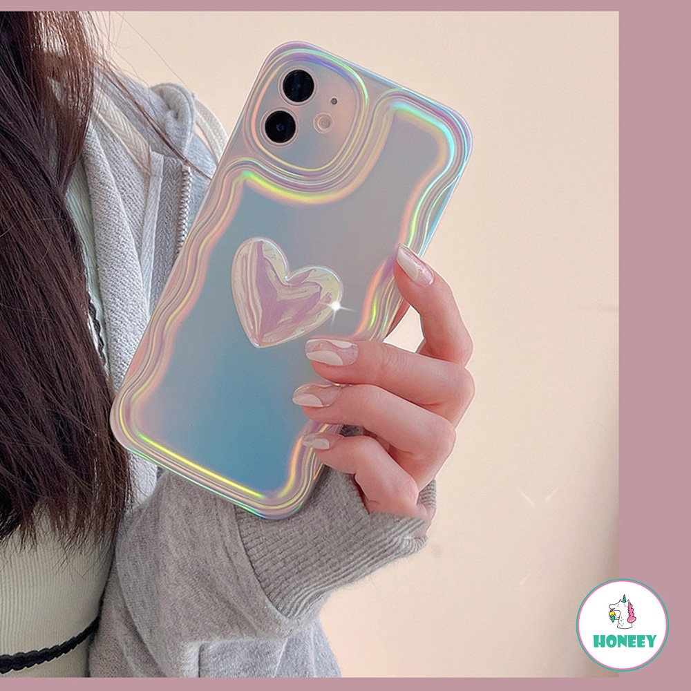 Ins Soft Case TPU Motif Hati 3D Untuk IPhone 14 13 12 11 Pro Max