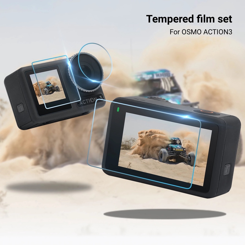 [Harga Grosir]Tempered Glass Pelindung Layar Kamera Depan / Belakang Anti Gores / Ledakan Untuk DJI Action 3