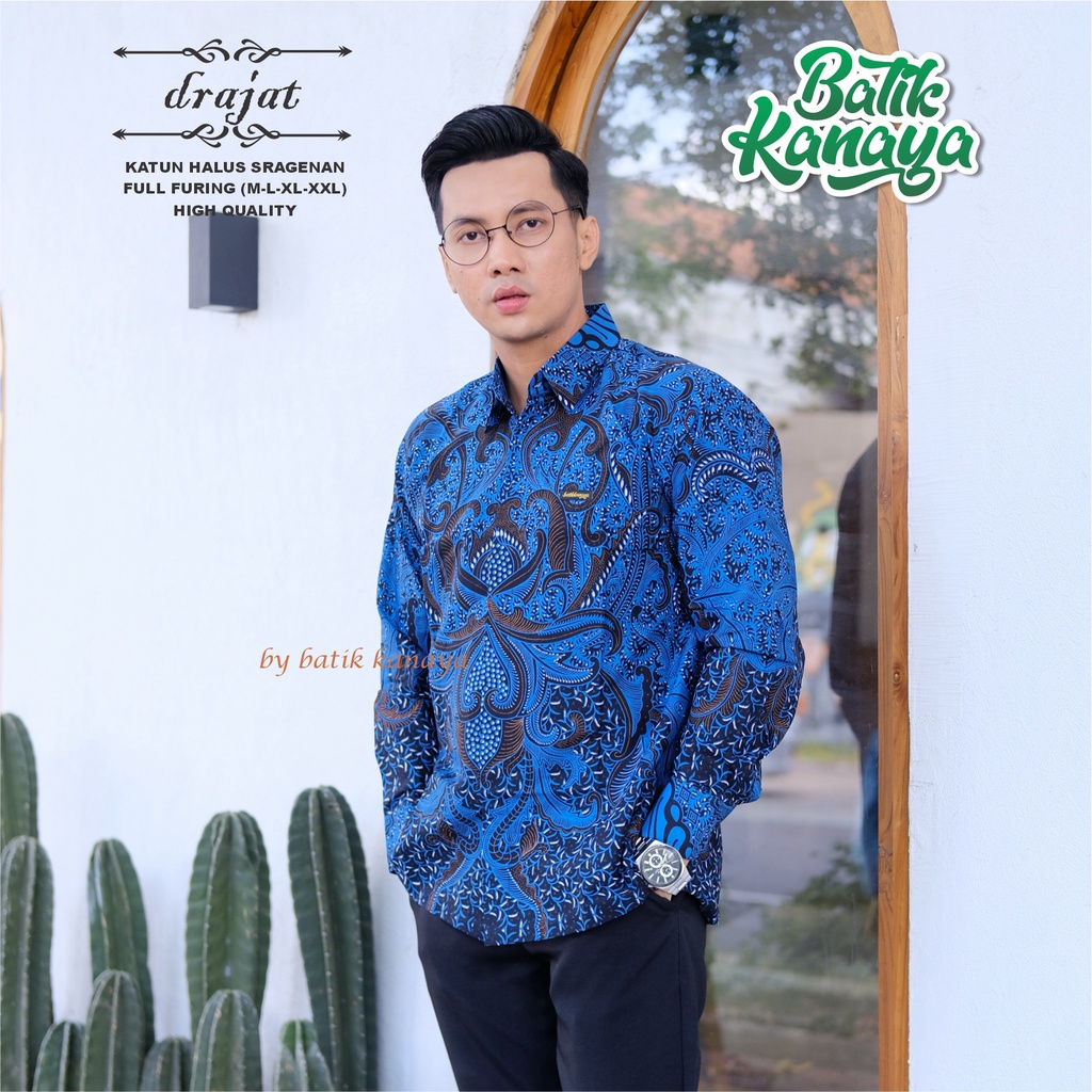 Kanaya Baju Batik Pria Lengan Panjang Modern DRAJAT Full Furing