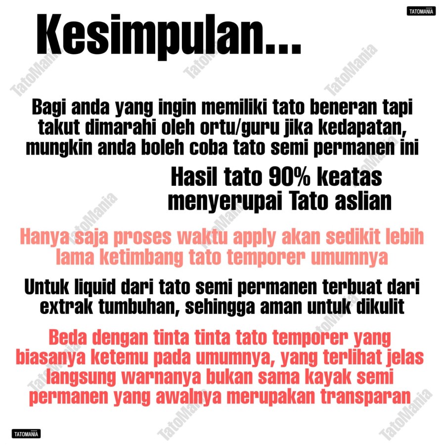 TATOMANIA-Stiker tato temporer semi permanen Motif Punggung Tulisan HP-09