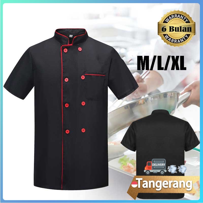 Baju Koki / Chef Jacket / Seragam Chef Lengan Pendek Unisex Pria Wanita