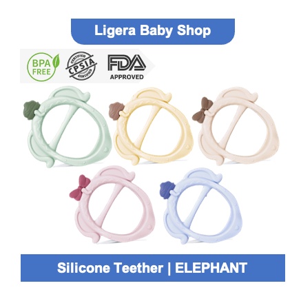 (FREE STORAGE CASE) LIGERA Premium Teether Silicone Baby Elephant Gigitan Gelang Premium BPA FREE