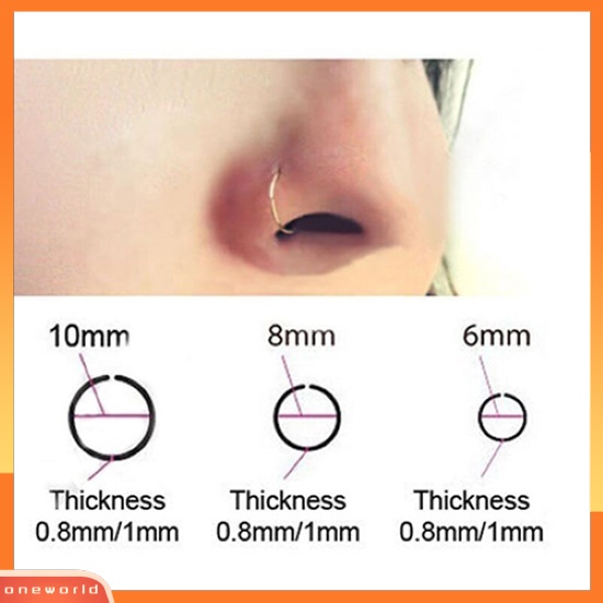 [oneworld] 1pc Surgical Steel Tipis Hidung Kecil Ring Hoop 0.8mm Stud Tindik Tulang Rawan