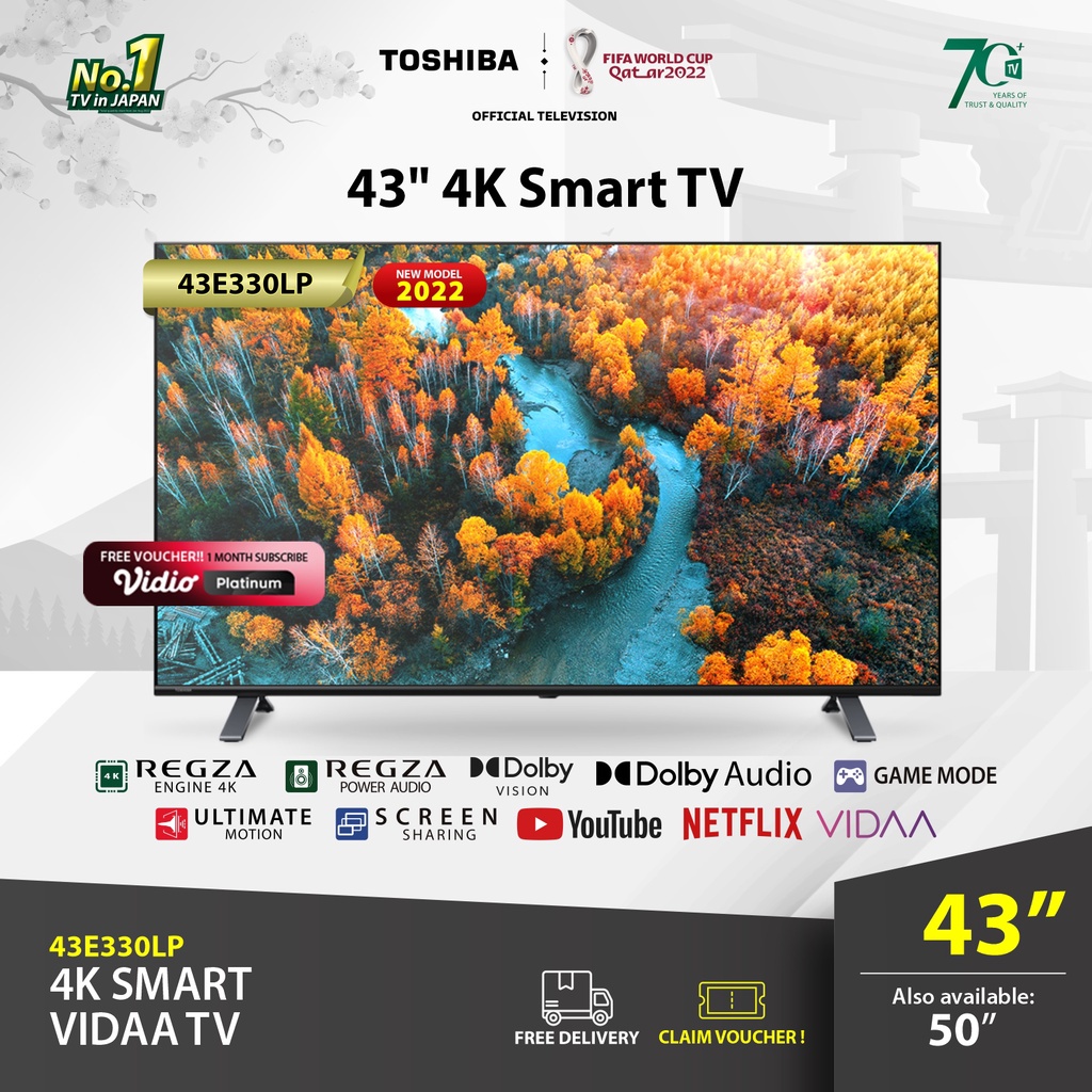 Jual Toshiba Led Tv K Smart Vidaa E Lp Shopee Indonesia