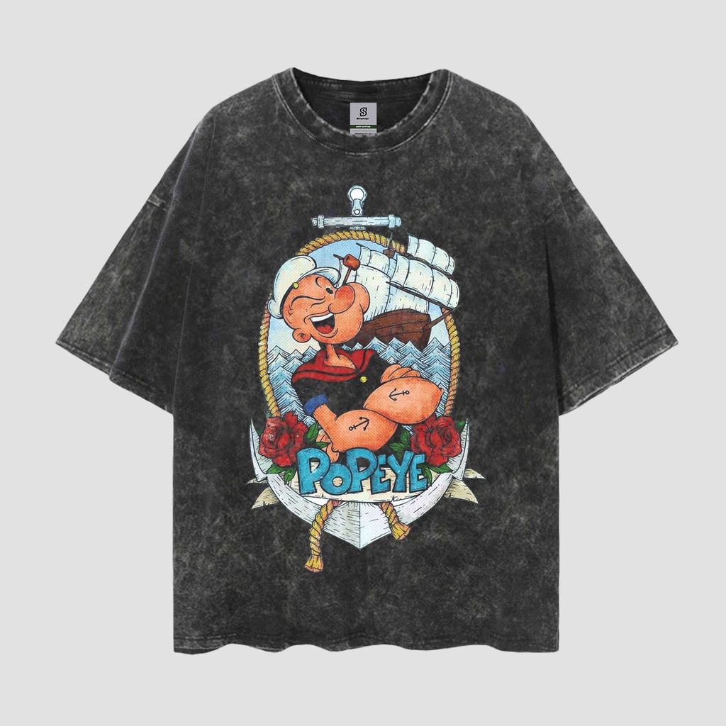Popeye Vintage  Style Oversize Washed Tee