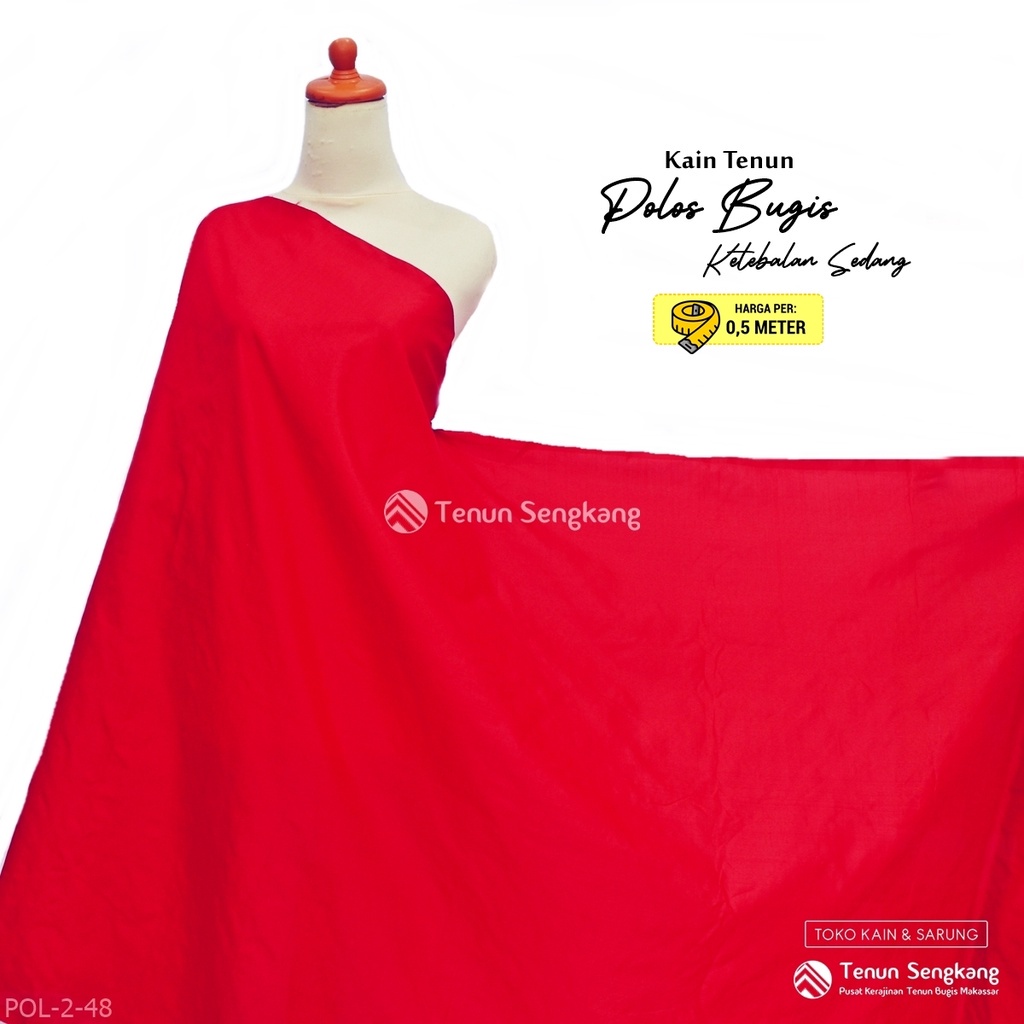 Kain Tenun Polos Ketebalan Sedang Bahan Viscose Rayon Sutra Bugis Makassar Merah Muda - Tenun Sengka