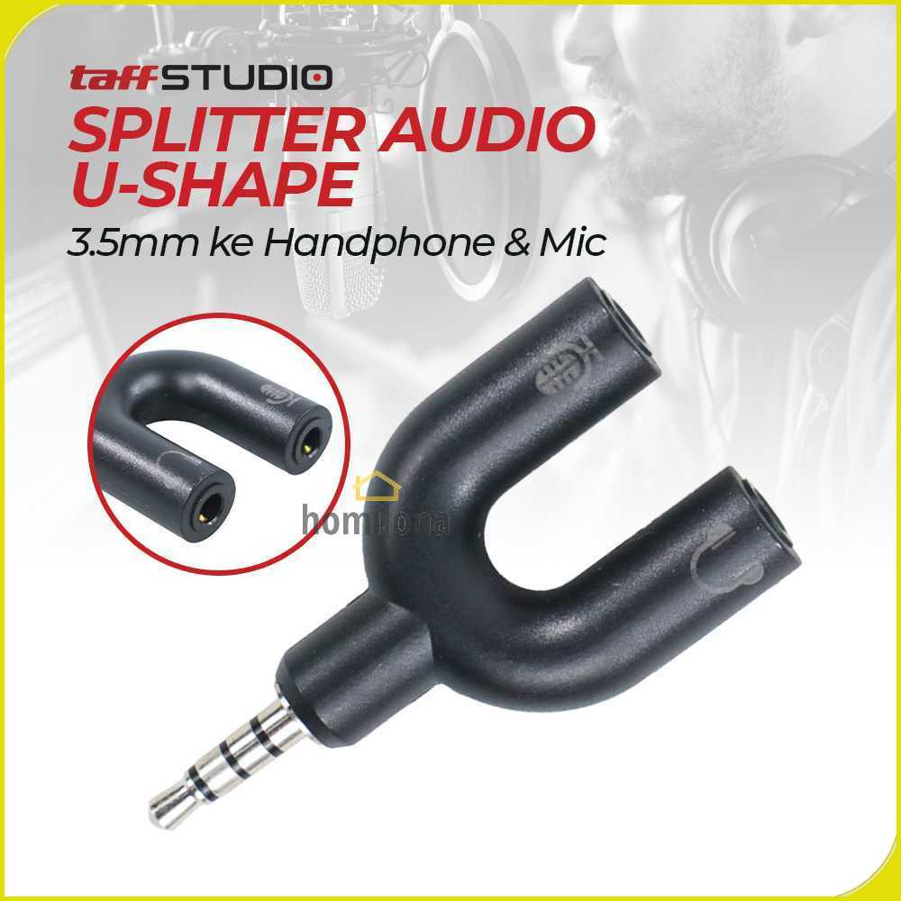 TaffSTUDIO Splitter Audio Shape U 3.5mm ke Headphone &amp; Mic - K0650