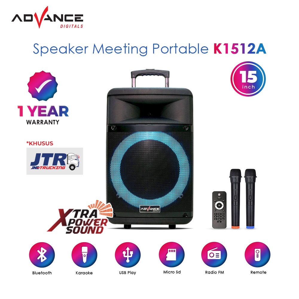 Speaker Bluetooth 15 inch ADVANCE K1512A PA System Speaker Meeting Portable Free Mic Wireless