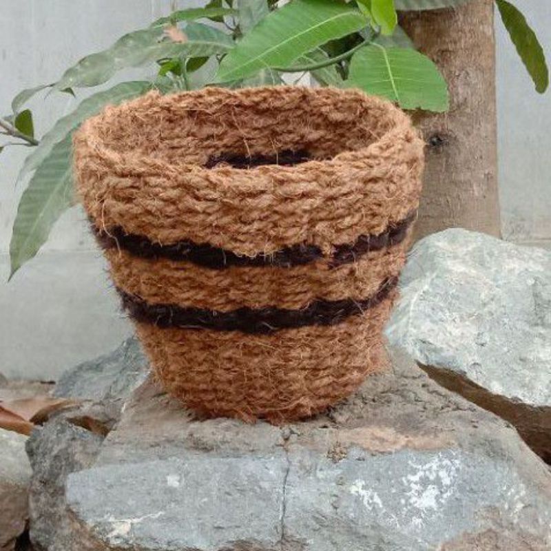 pot bunga sabut kelapa murah anyaman sabut kelapa motif jumbo