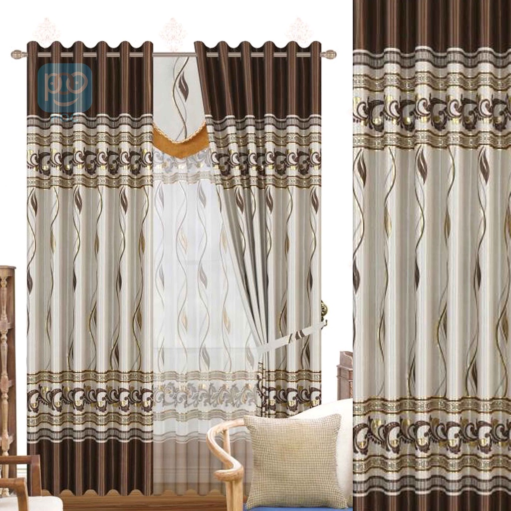 gorden jendela panjang blackout import model printing smokring motif bunga