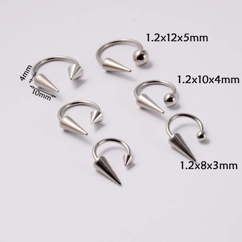 1biji Stainless Steel Meruncing Cincin Bibir Kepribadian Punk Keren Tapal Kuda Bibir Kuku Hidung Cincin Setan Ding Piercing 16Gauge Cincin Tulang Telinga