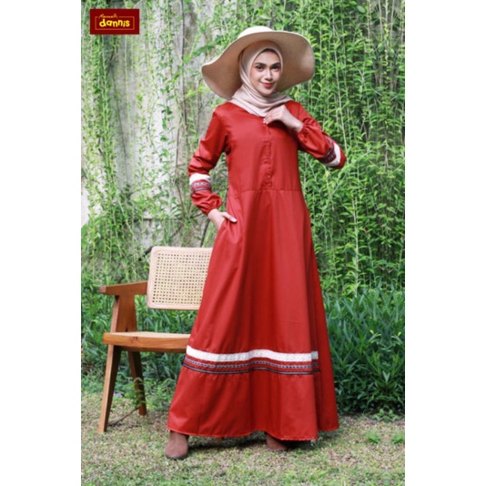 Sale Abaya D Lace bahan toyobo premium warna teracota Dannis Collection