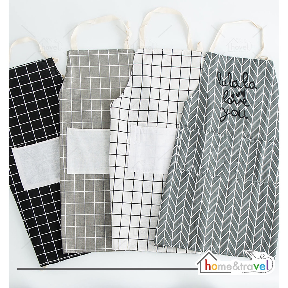 HOVELSHOP Celemek Dapur Apron Masak Pelindung Baju Kain Lap Anti Noda Premium