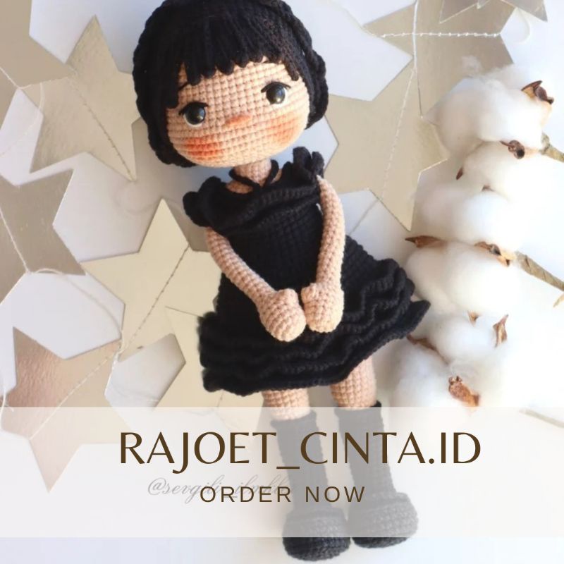 BONEKA RAJUT ANAK PEREMPUAN WEDNESDAY 40CM
