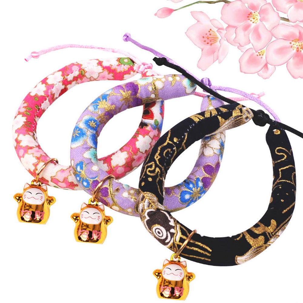 Kalung Kerah untuk Anjing Kucing Hewan Peliharaan Gaya sakura Jepang