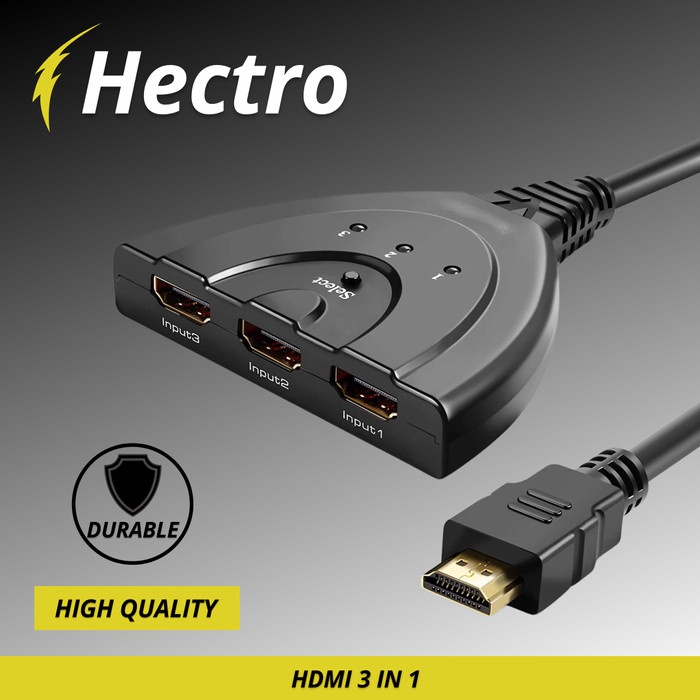 HECTRO HDMI SWITCH 3 PORT 3 INPUT 1 OUTPUT HDMI SWITCHER KABEL 3 PORT