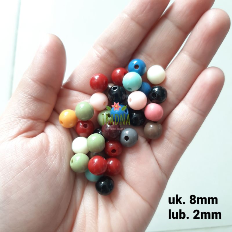 (10gr) Manik Mote Susu Bulat Glossy Mix Warna